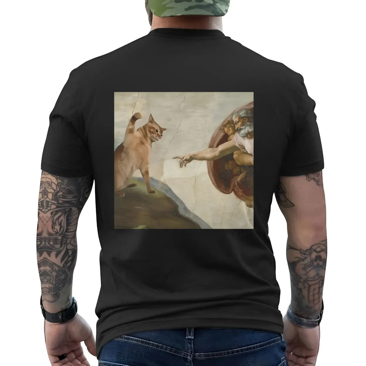 Creation of Adam Funny Cat Parody T Shirt 5 1.jpg