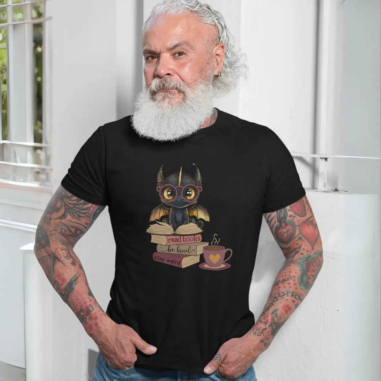 Cute Dragon Read Books Be Kind Stay Weird T Shirt 7 1.jpg
