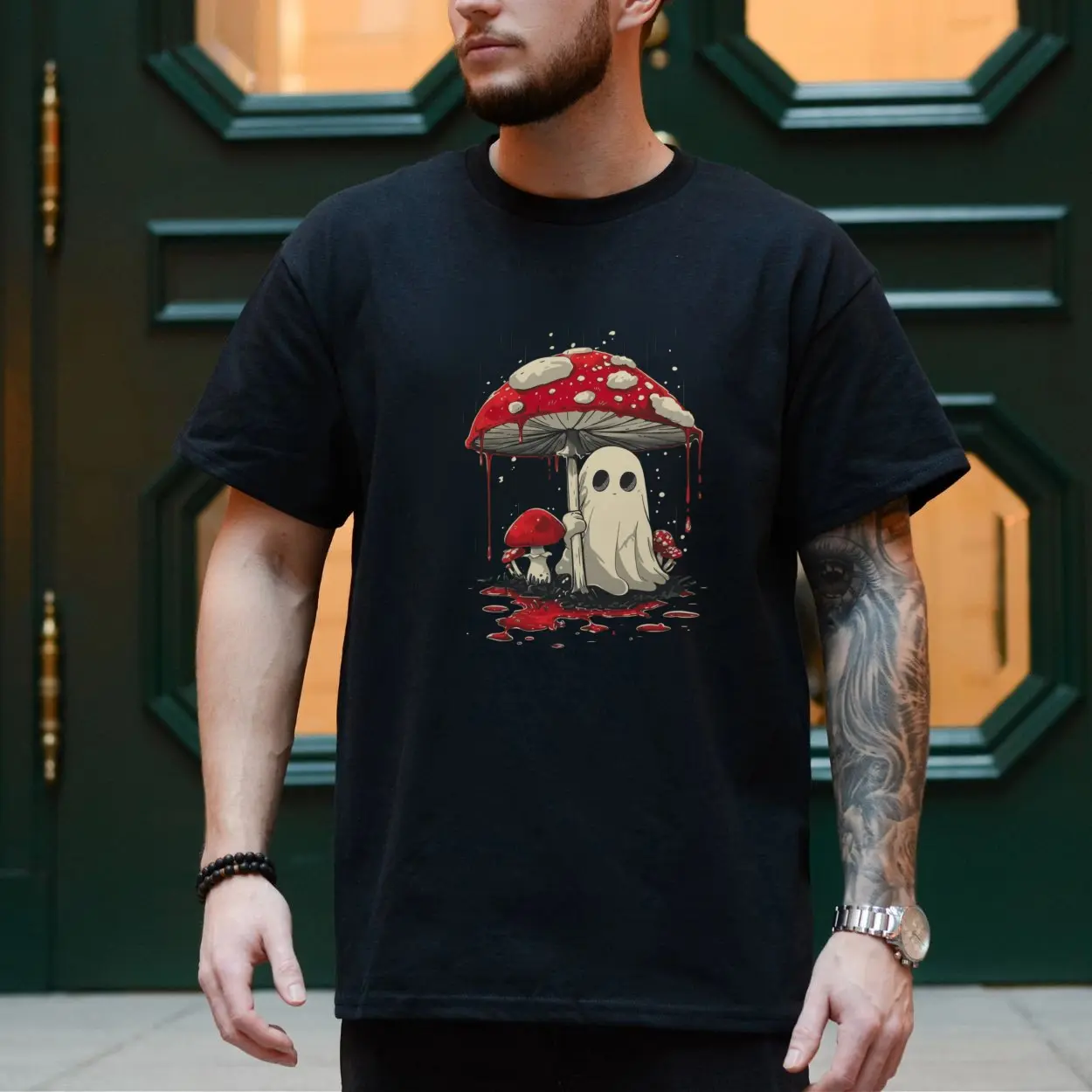Cute Ghost With Mushroom Umbrella T Shirt 4 1.jpg