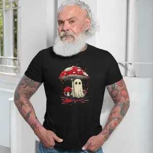 Cute Ghost With Mushroom Umbrella T-Shirt 11 Cute Ghost With Mushroom Umbrella T Shirt 6 1.jpg
