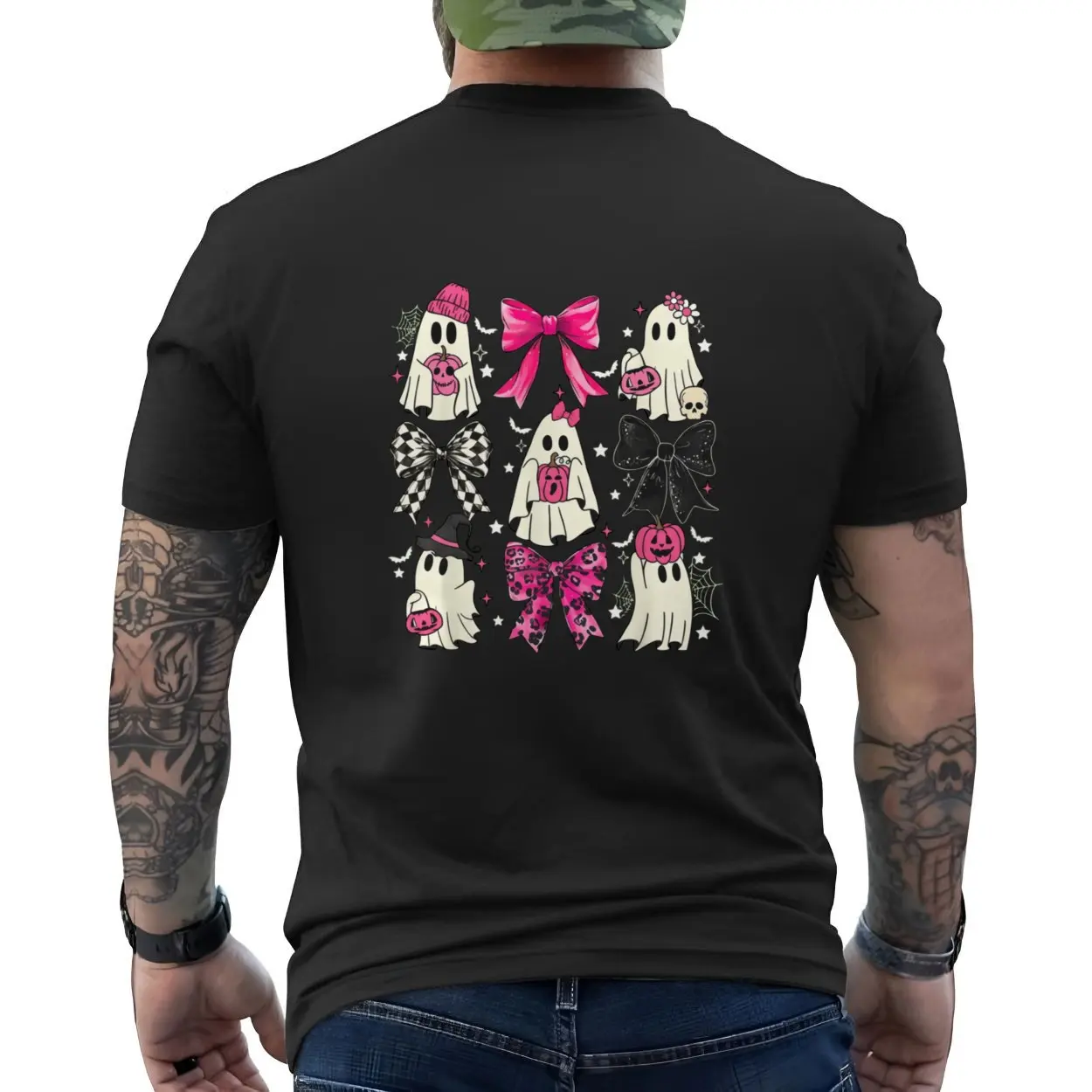 Cute Girly Ghosts with Bows Funny Halloween T Shirt 6 3.jpg