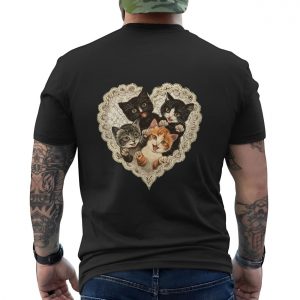 Cute Kittens in Heart Lace Frame T Shirt 5 1.jpg