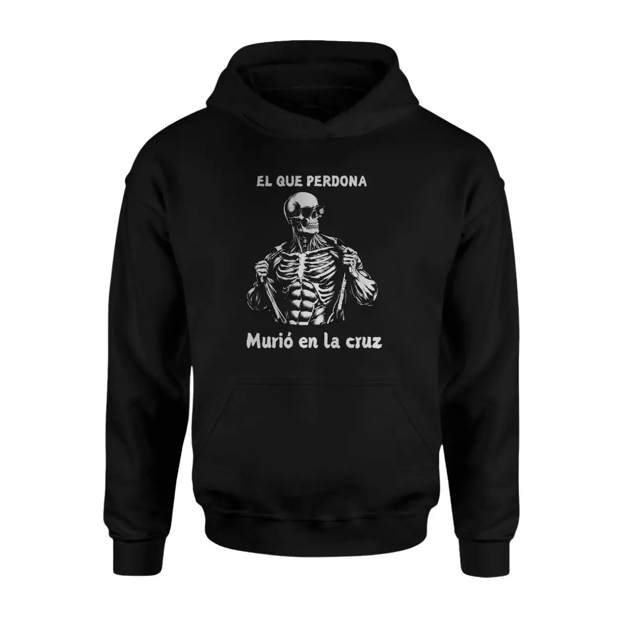 El Que Perdona Murio En La Cruz Skeleton T Shirt E28093 Spanish Graphic Tee 2.jpg