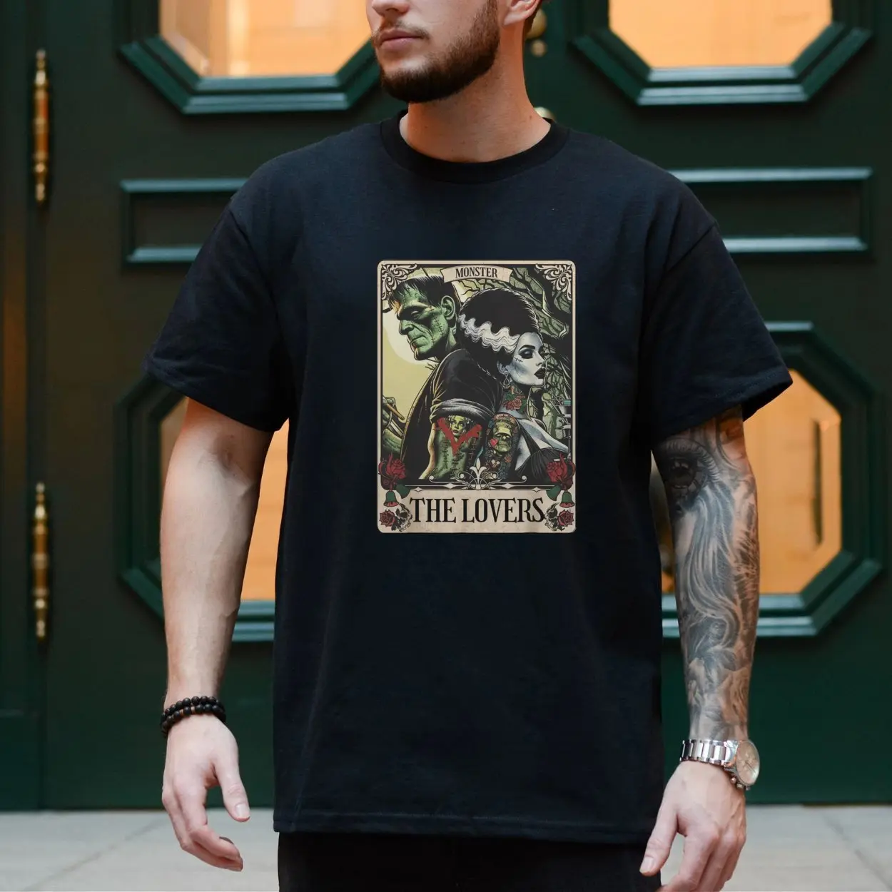 Frankenstein and Bride The Lovers Tarot Card T Shirt 4 1.jpg