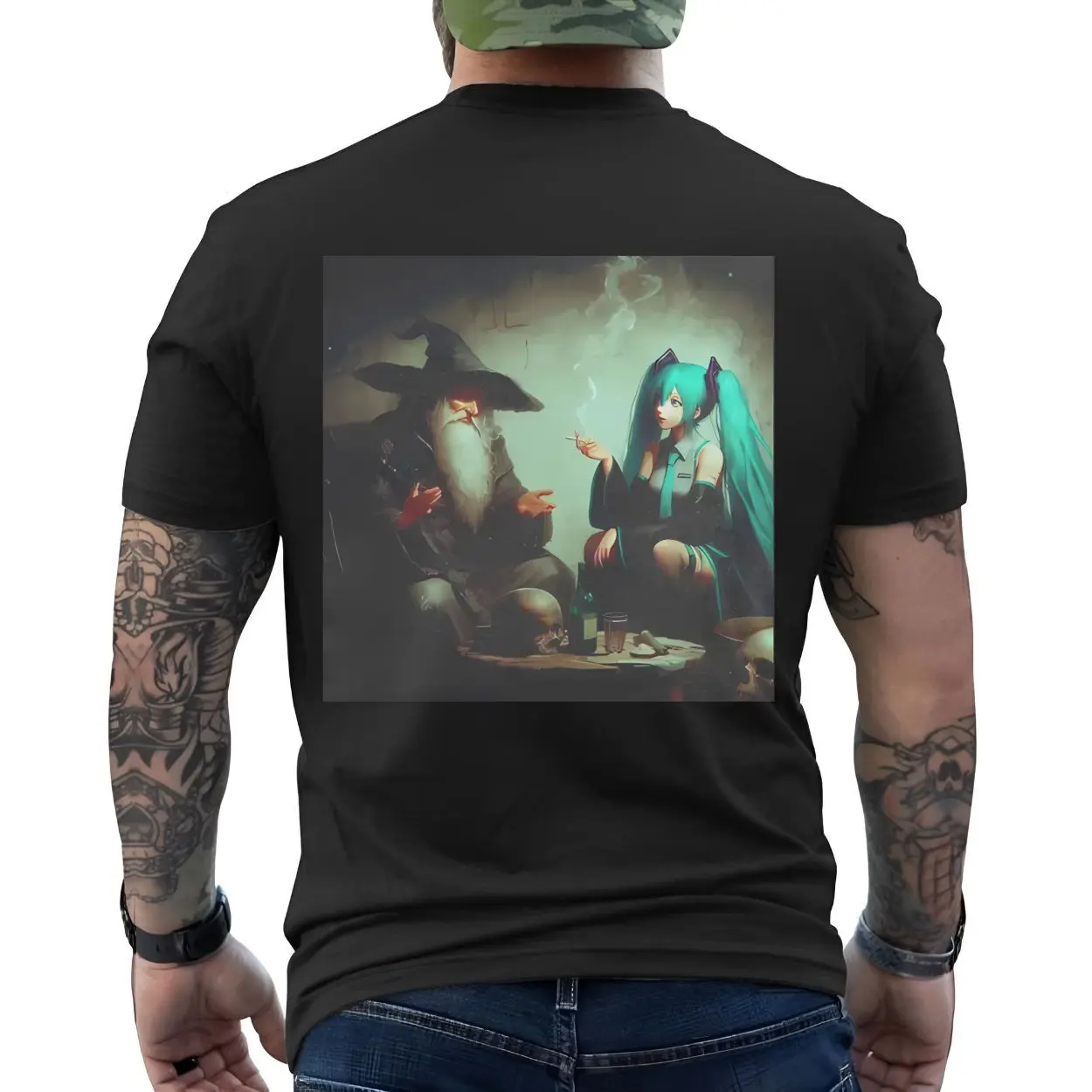 Funny Gandalf and Hatsune Miku Smoking Meme T Shirt 6 1.jpg