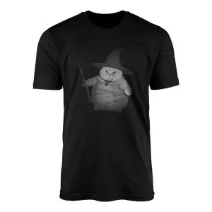 Funny Wizard Cat in Witch Hat Halloween T-Shirt