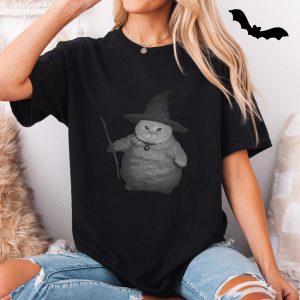 Funny Wizard Cat in Witch Hat Halloween T Shirt 5 1.jpg