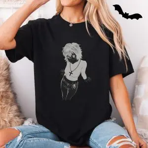 Gothic Spider and Cool Girl Graphic T-Shirt 11 Gothic Spider and Cool Girl Graphic T Shirt back 5 1.jpg