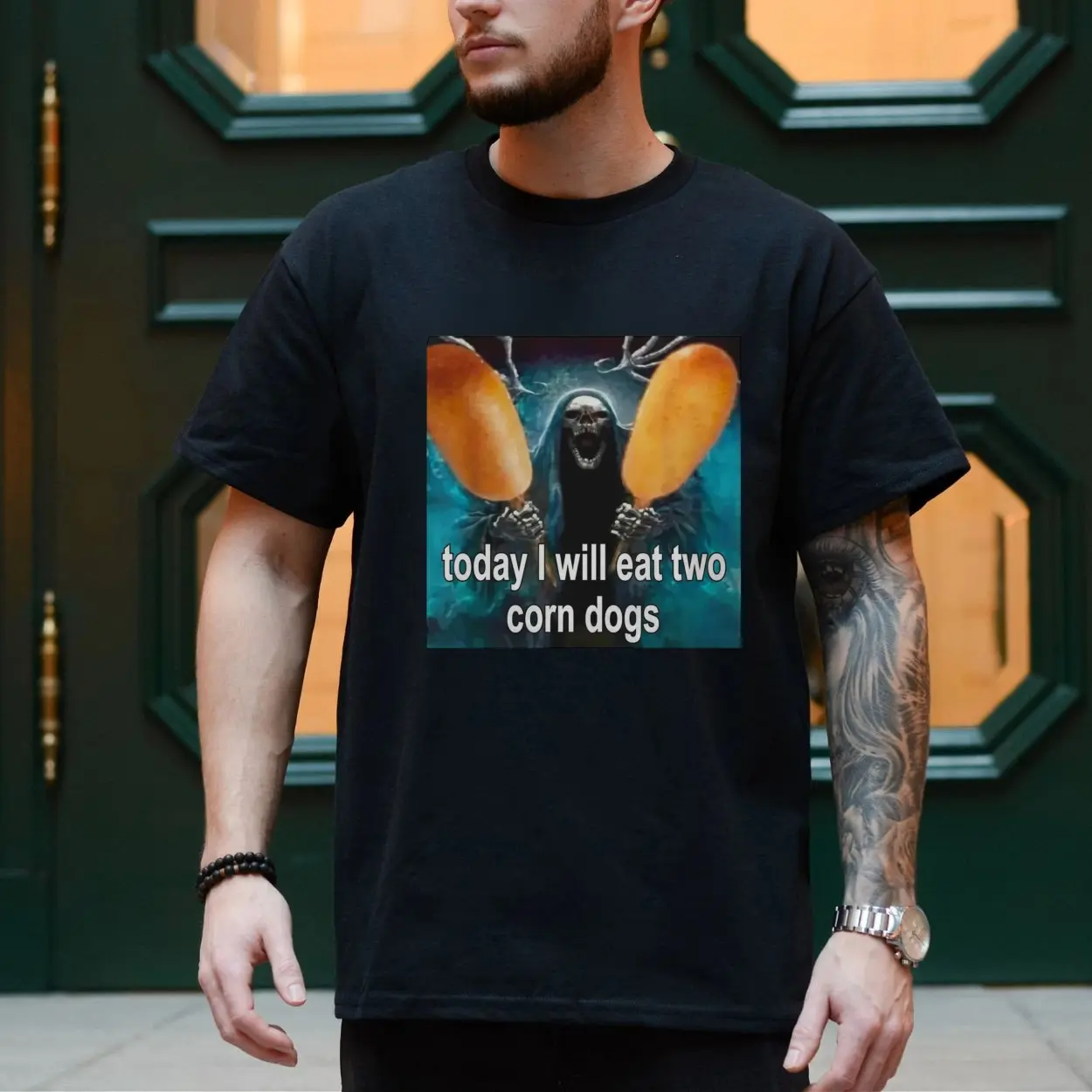 Grim Reaper Eating Corn Dogs Funny Meme T Shirt 4 1.jpg