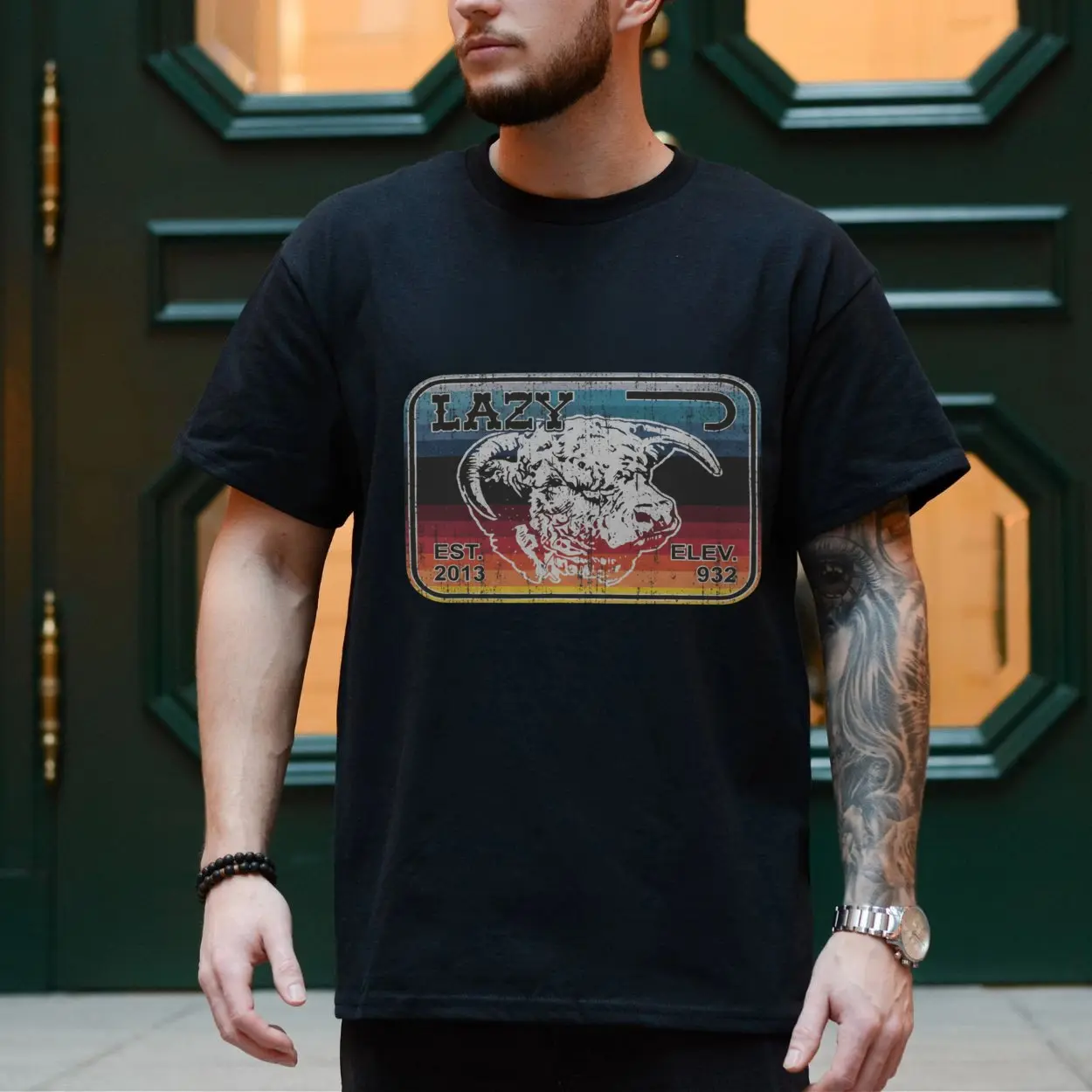 Lazy Bull Skull Retro Western Vintage T Shirt 4 2 1 1.jpg