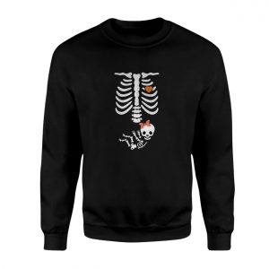 Maternity Skeleton Baby Halloween T Shirt with Bow 3 1.jpg