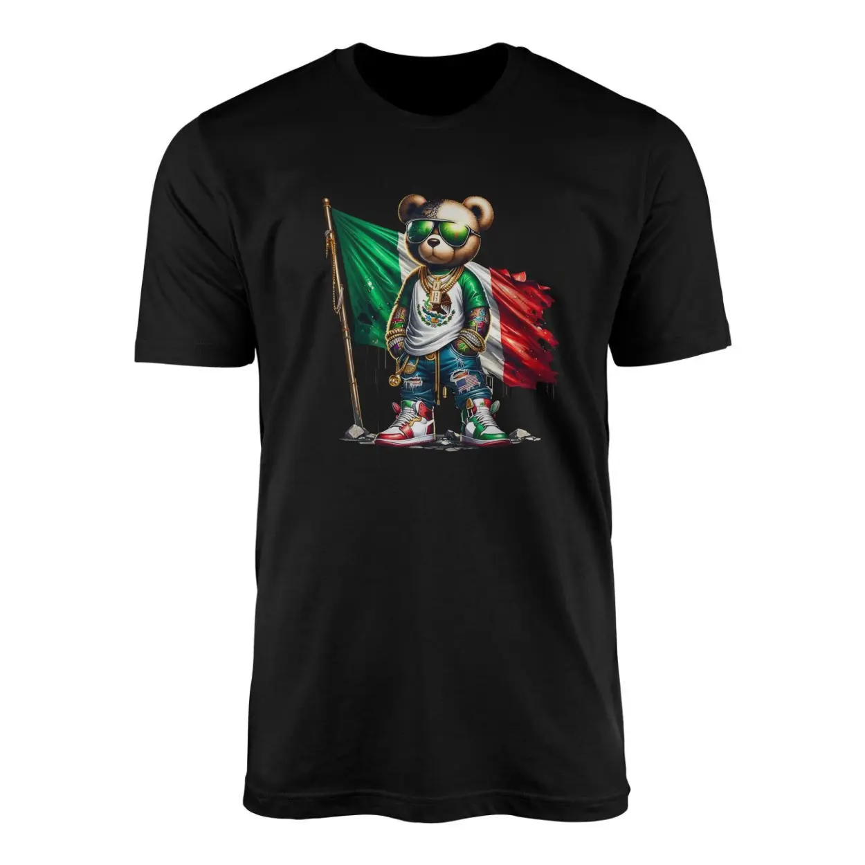 Mexican Flag Bear Streetwear Hip Hop Graphic T Shirt 1 1.jpg