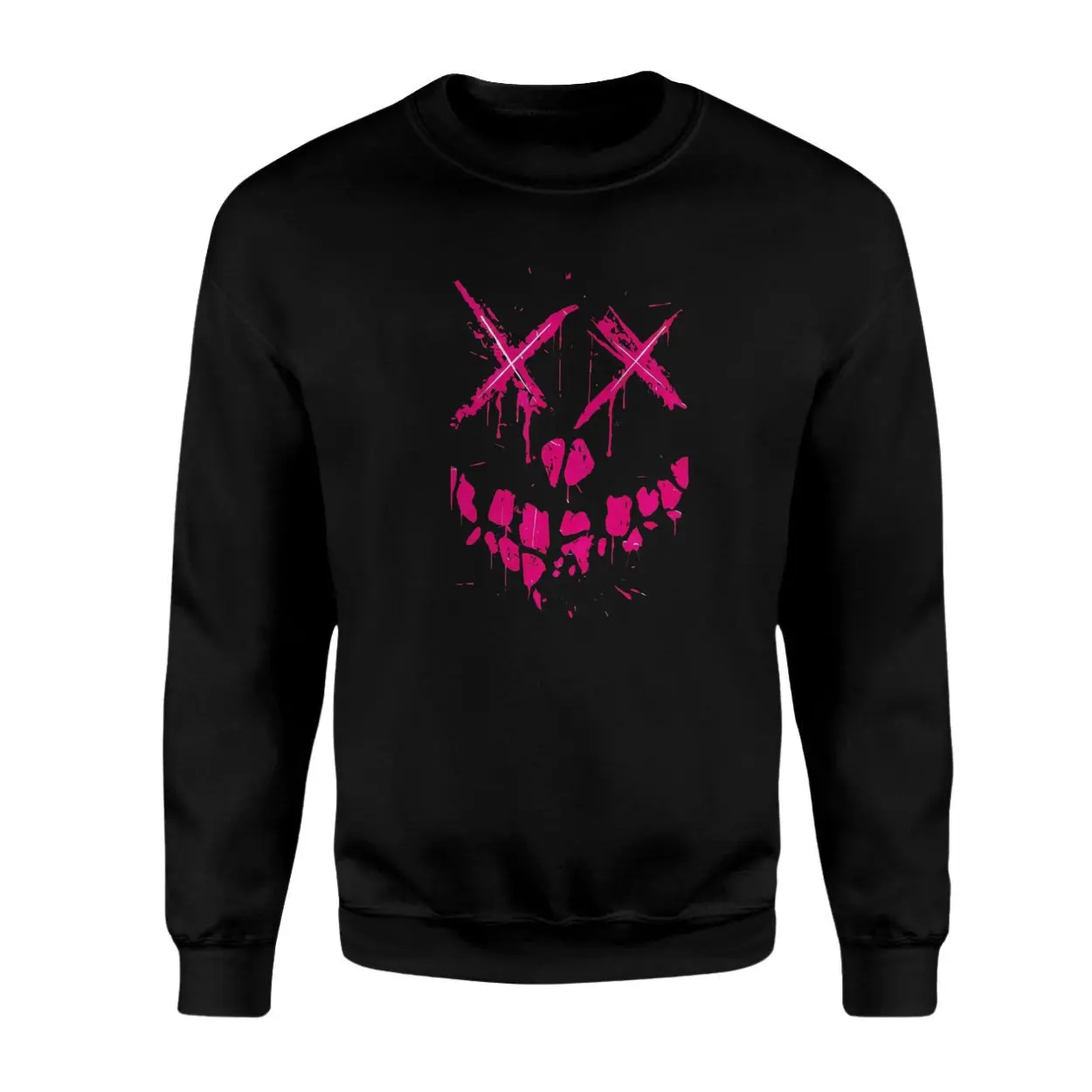 Neon Pink Smiley Face Distressed Halloween T Shirt 3 1 1.jpg