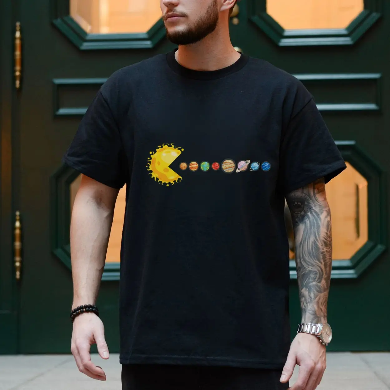 Sun Pacman Eating Planets Funny Space T Shirt 4 1.jpg