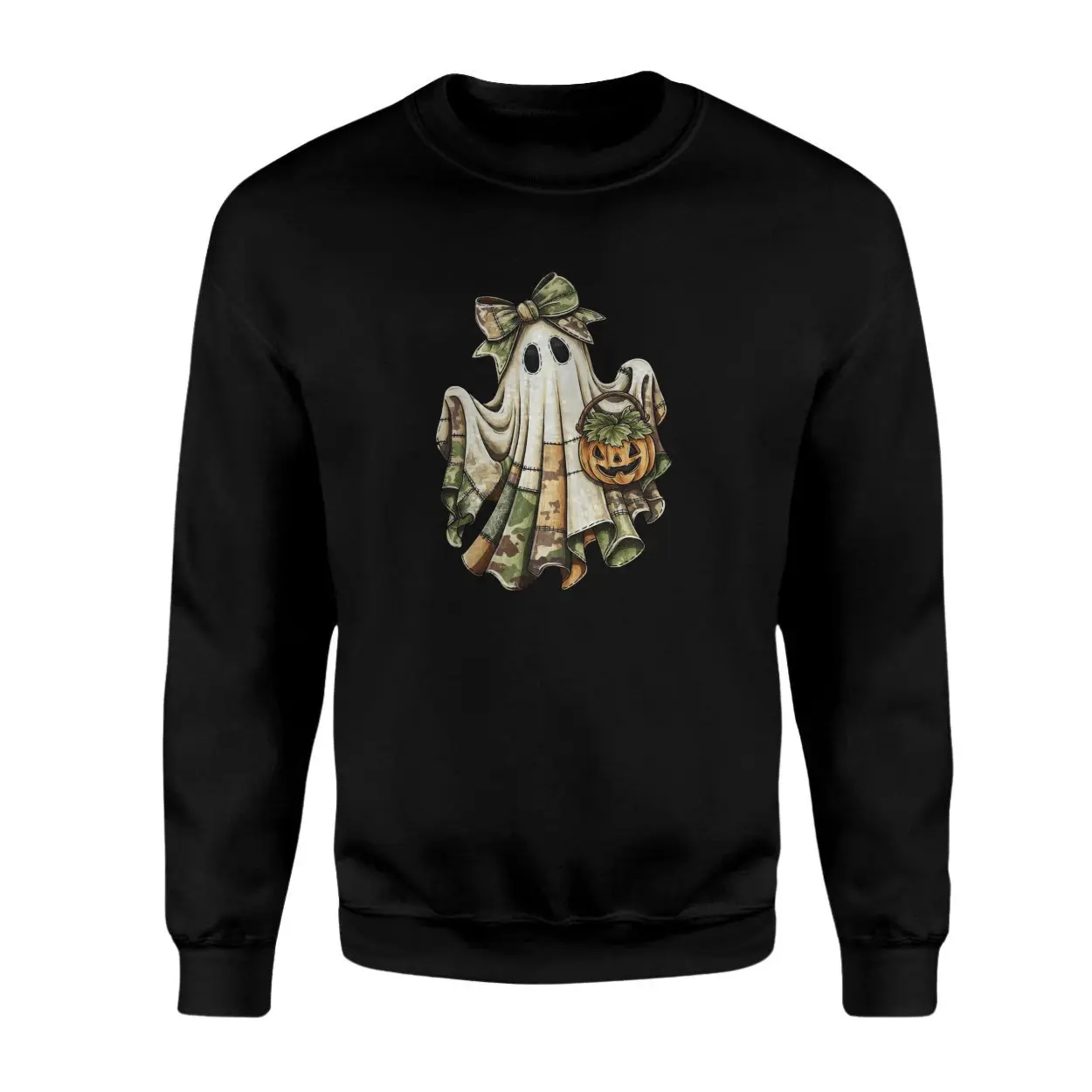 Camo Ghost with Pumpkin Patchwork Halloween T Shirt 3 1.jpg