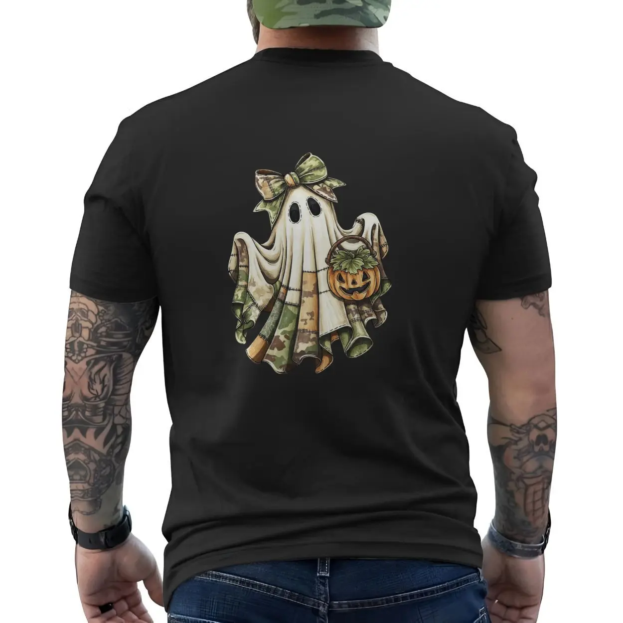 Camo Ghost with Pumpkin Patchwork Halloween T Shirt 6 1.jpg