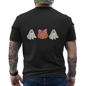 Cute Girly Ghosts and Pumpkin Bow Halloween T Shirt 6 1.jpg