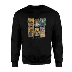 Vintage Halloween Stamps Pumpkin Ghost Cat T-Shirt 9 Vintage Halloween Stamps Pumpkin Ghost Cat T Shirt 3 1.jpg