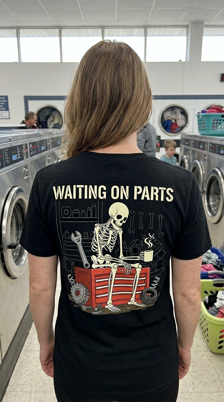 Funny Mechanic Skeleton Waiting On Parts T-Shirt For Car Guys 13 Funny Mechanic Skeleton Waiting On Parts T-Shirt For Car Guys