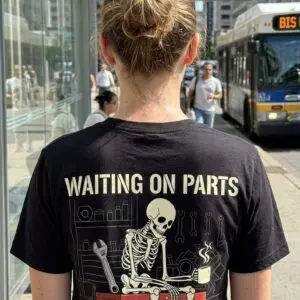 Funny Mechanic Skeleton Waiting On Parts T-Shirt For Car Guys 10 funny mechanic skeleton waiting on parts t shirt for car guys 4.jpg