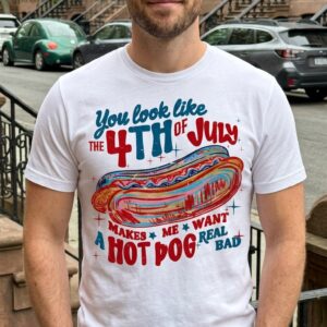 Funny You Look Like The 4th Of July Hot Dog Retro Graphic Tee 9 funny you look like the 4th of july hot dog retro graphic tee 3.jpg