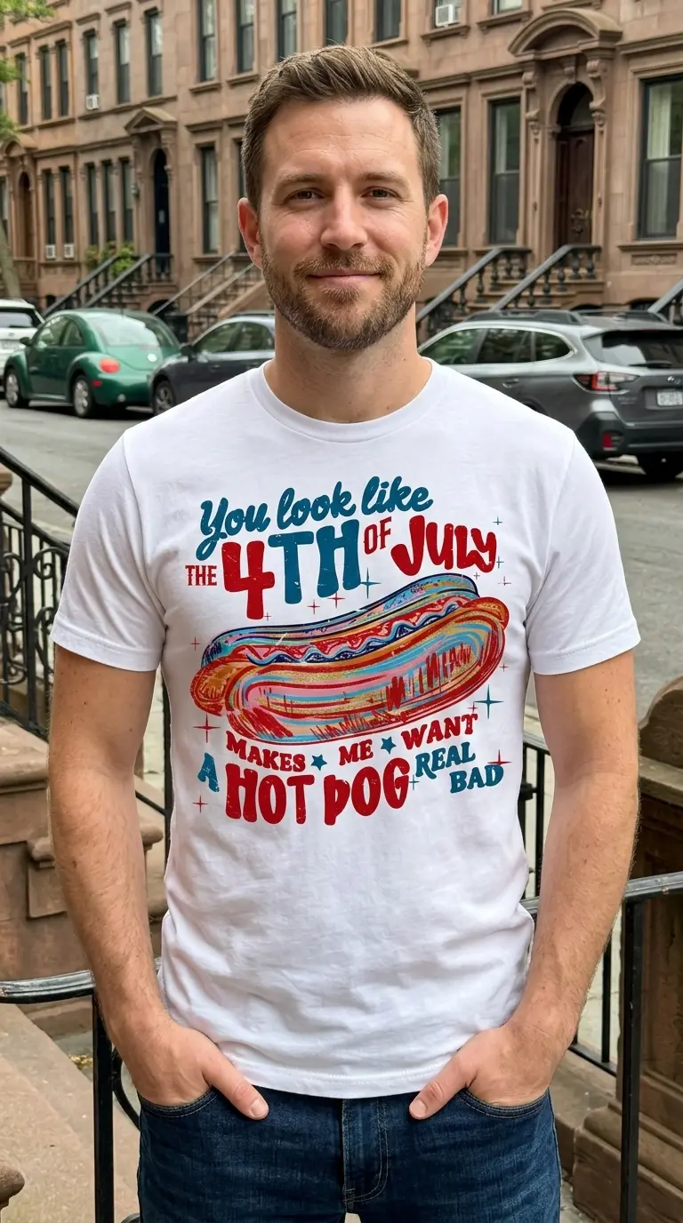 funny you look like the 4th of july hot dog retro graphic tee 3.jpg