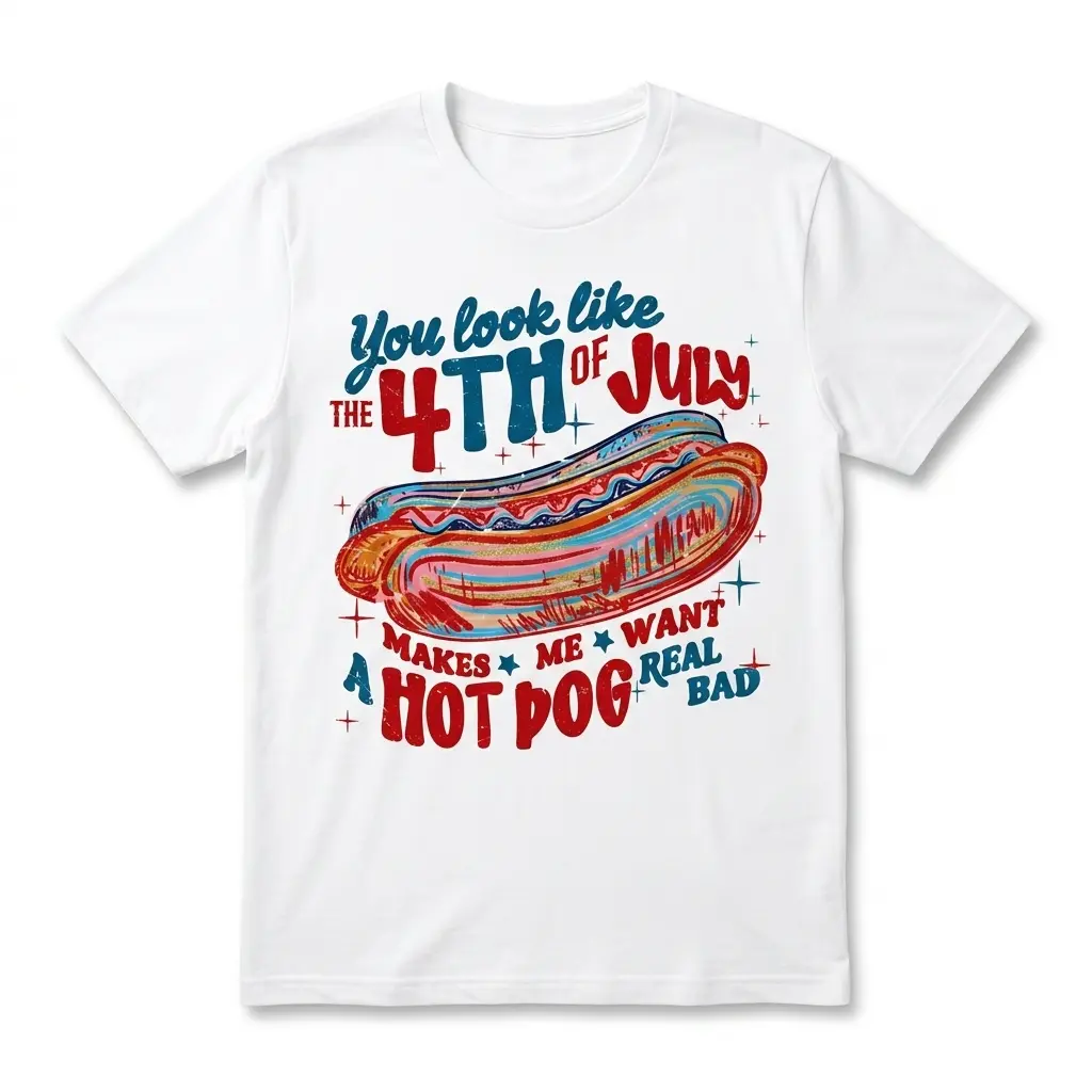 funny you look like the 4th of july hot dog retro graphic tee.jpg