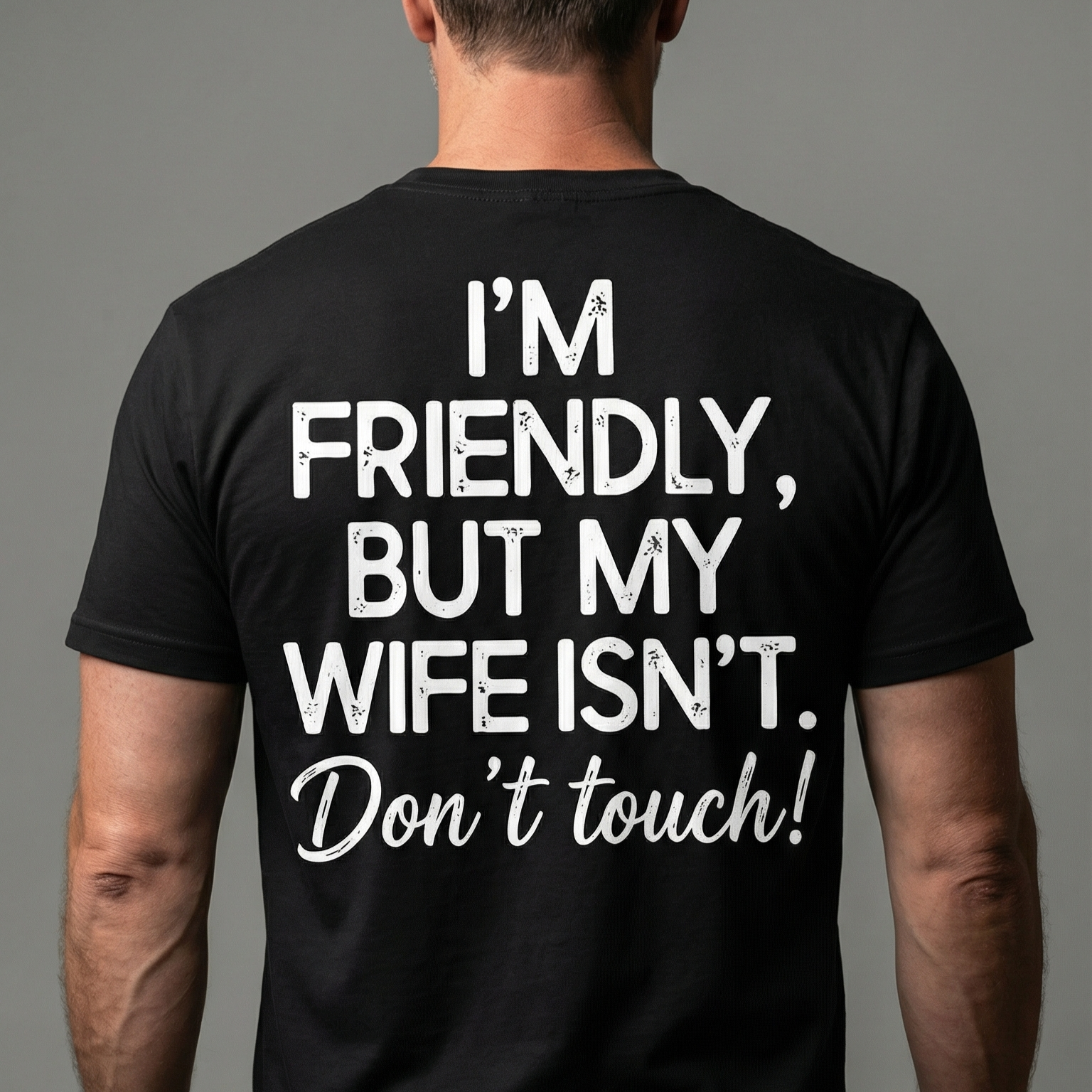 I'm Friendly But My Wife Isn't Don't Touch Funny Husband T-Shirt 2 im friendly but my wife isnt dont touch funny husband t shirt 1.png