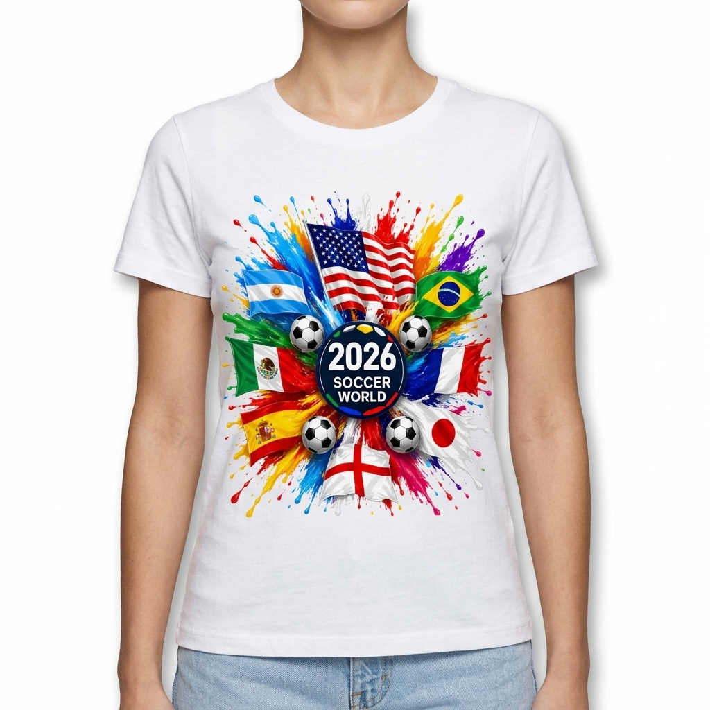 Soccer World 2026 Graphic Tee - Global Flags Paint Splatter T-Shirt 12 Soccer World 2026 Graphic Tee - Global Flags Paint Splatter T-Shirt
