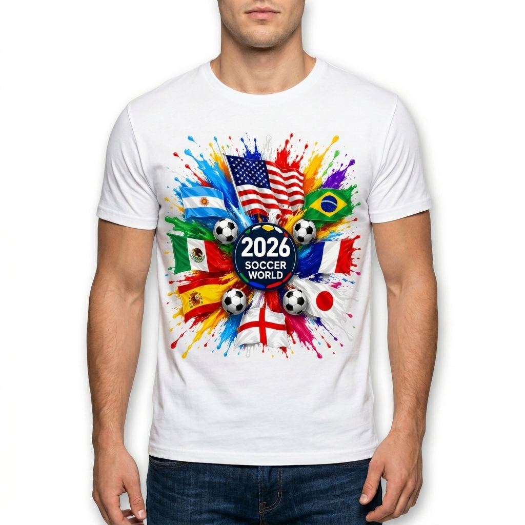 Soccer World 2026 Graphic Tee - Global Flags Paint Splatter T-Shirt 13 Soccer World 2026 Graphic Tee - Global Flags Paint Splatter T-Shirt