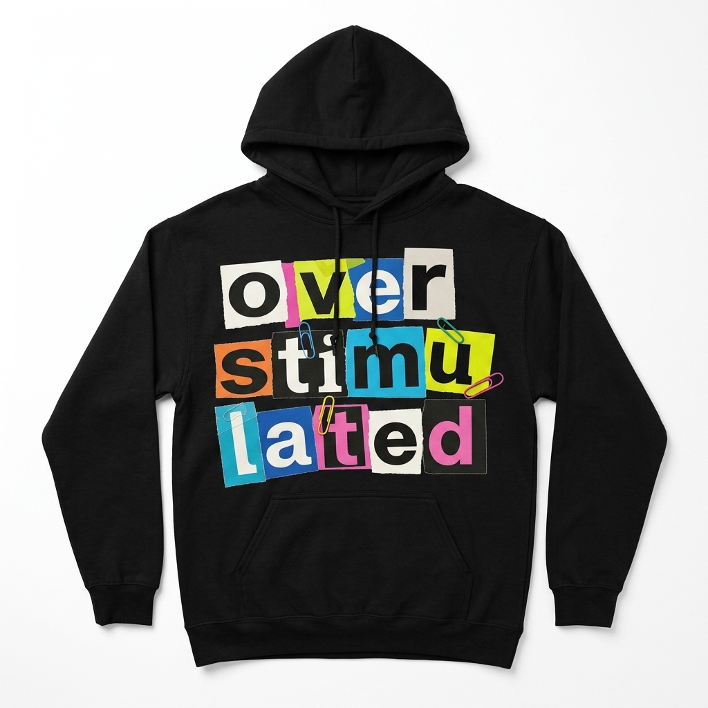 Funny Overstimulated Ransom Note Letters Graphic T-Shirt 2 funny overstimulated ransom note letters graphic t shirt 1.jpg