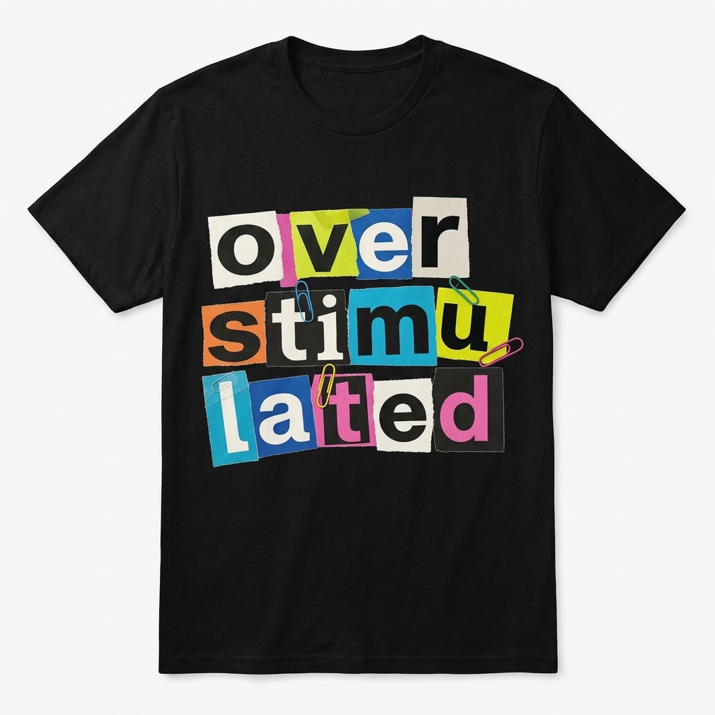 Funny Overstimulated Ransom Note Letters Graphic T-Shirt 1 funny overstimulated ransom note letters graphic t shirt.jpg