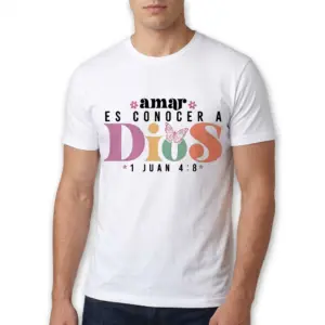Amar Es Conocer A Dios Spanish Bible Verse T-Shirt 10 amar es conocer a dios spanish bible verse t shirt 4.jpg