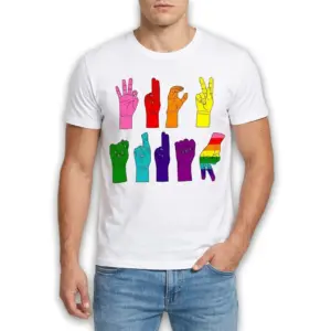 ASL Sign Language Political Graphic T-Shirt 8 Detail of graphic design on ASL political shirt.
