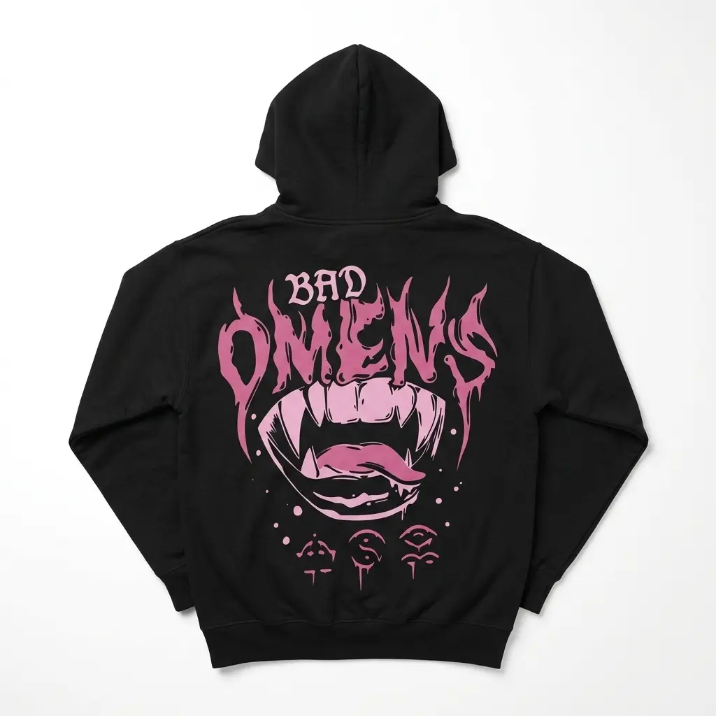 Front view of Bad Omens Gothic Vampire Graphic T-Shirt.