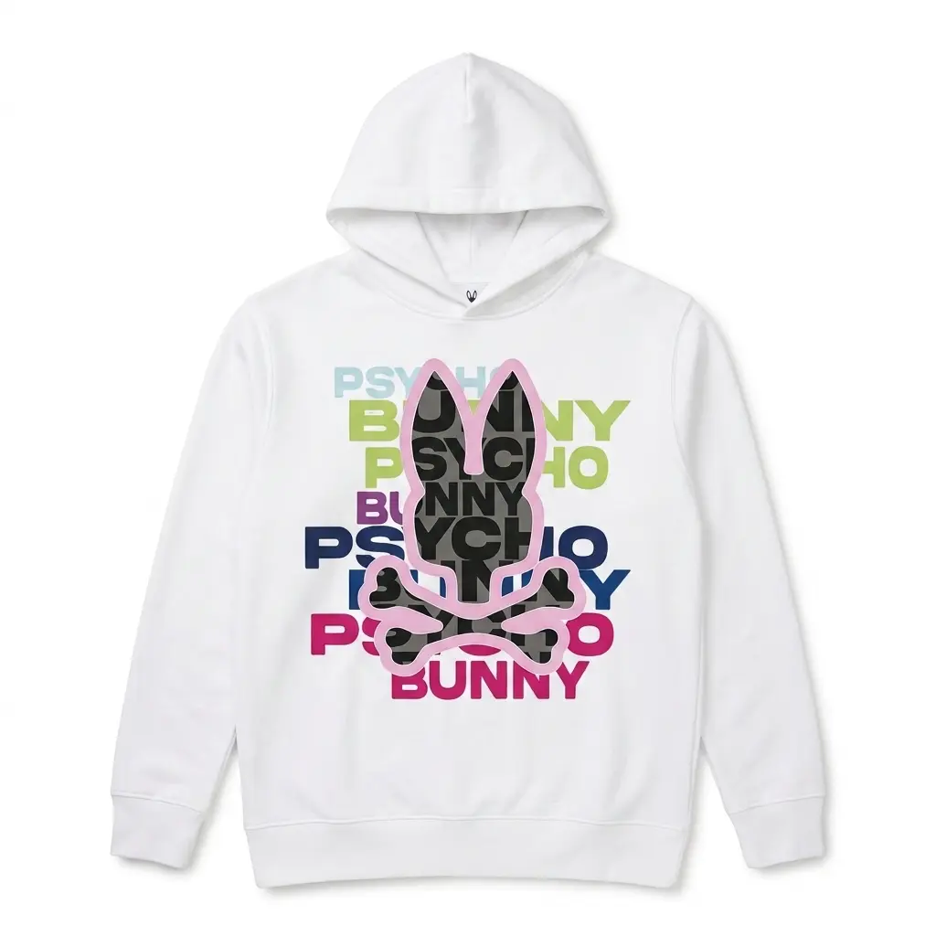 Bunny Skull Streetwear Graphic T-Shirt 2 Front view of a bunny skull graphic t-shirt on white background.