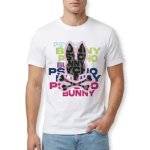 Bunny Skull Streetwear Graphic T-Shirt 8 Close-up of bunny skull graphic on a white t-shirt.