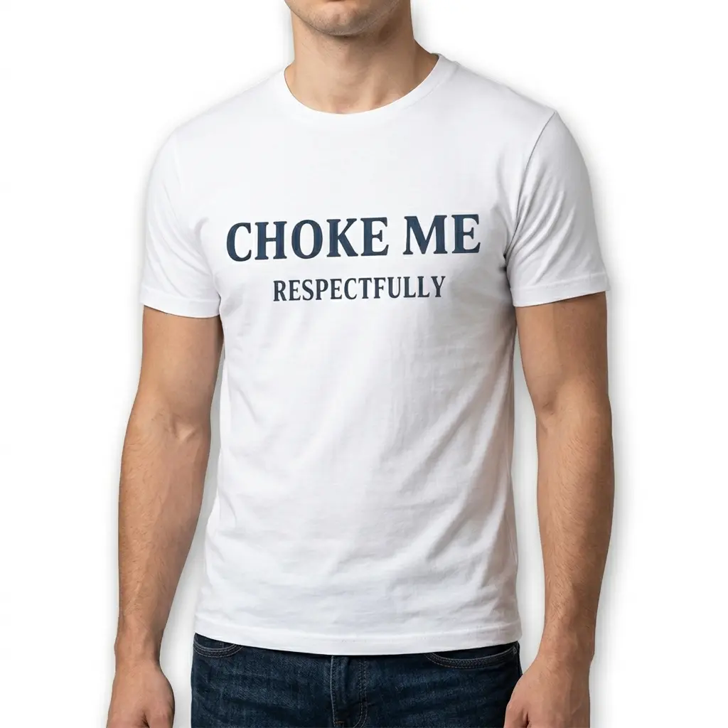 Choke Me Respectfully Funny Graphic T-Shirt 5 Full view of the shirt with catchy text.