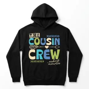 Cousin Crew Making Memories Family Reunion T-Shirt 7 Front view of Cousin Crew T-shirt with bold, colorful text design.