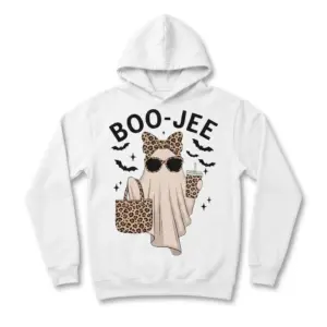 Cute Boo-Jee Leopard Ghost Halloween T-Shirt 7 White Boo-Jee T-shirt with a ghost in leopard print items.