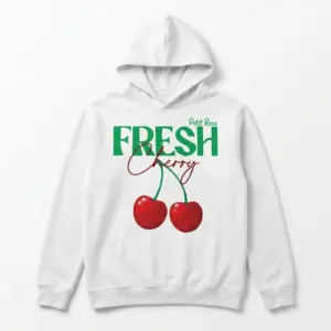 Cute Fresh Cherry Vintage Graphic T-Shirt 7 Front view of vintage tee featuring cherries and stylized text.