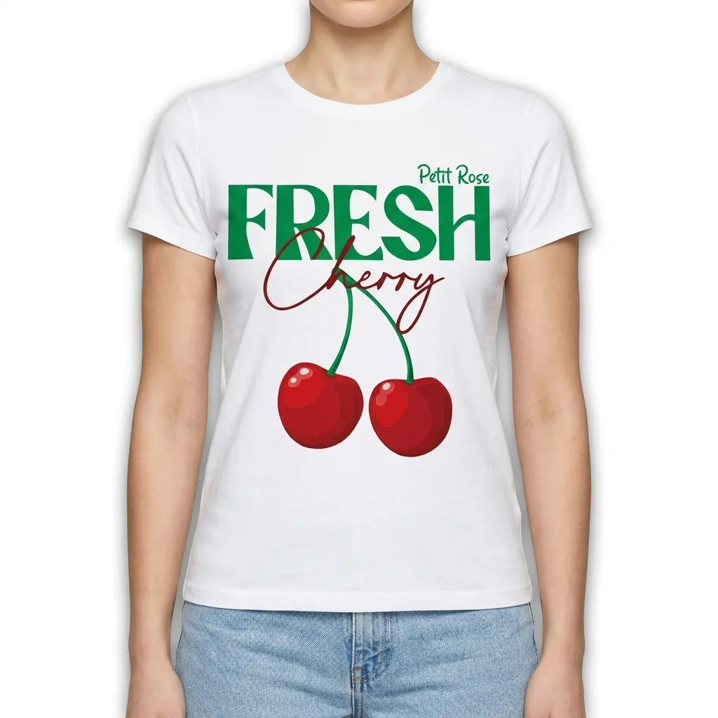 Cute Fresh Cherry Vintage Graphic T-Shirt 4 Cherry-themed graphic tee with vintage design elements.