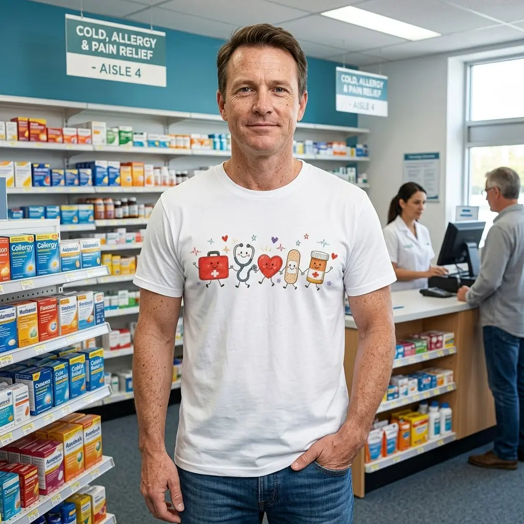 Cute Medical Friends Appreciation T-Shirt 6 The "Cute Medical Friends" white t-shirt, an appreciation design for celebrating care, comfort, and healing.