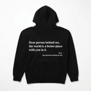 Dear Person Behind Me Positive Graphic T-Shirt 7 Front view of black T-shirt, plain with no design.