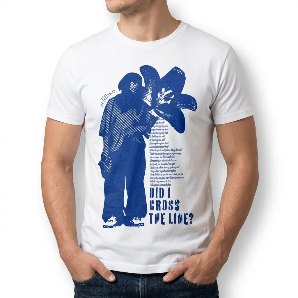 Close-up of Did I Cross The Line T-Shirt design mockup.