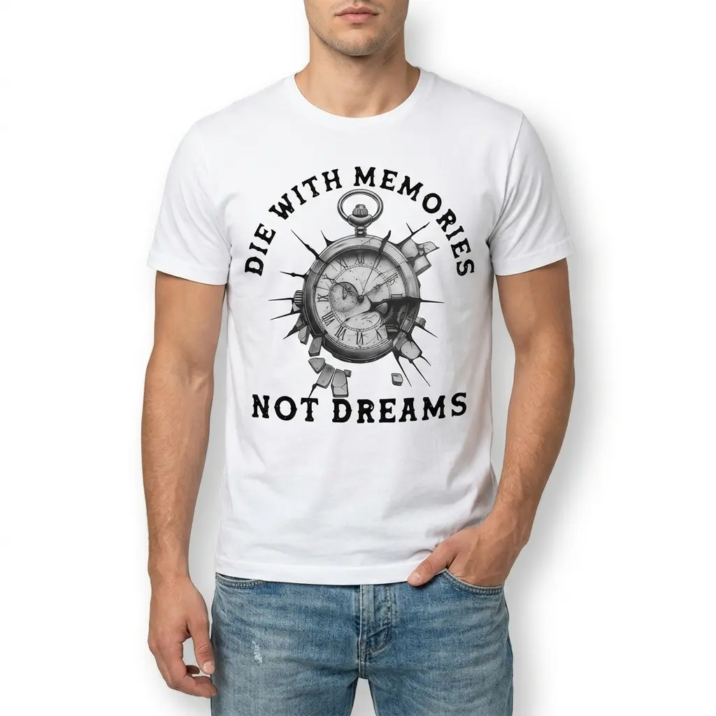 Die With Memories Not Dreams Vintage T-Shirt 3 Side view highlighting the classic fit of the vintage T-shirt.