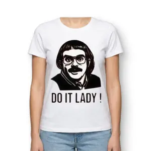 Do It Lady Funny Retro Caricature T-Shirt 9 Detailed view of 'Do It Lady' design on T-shirt.