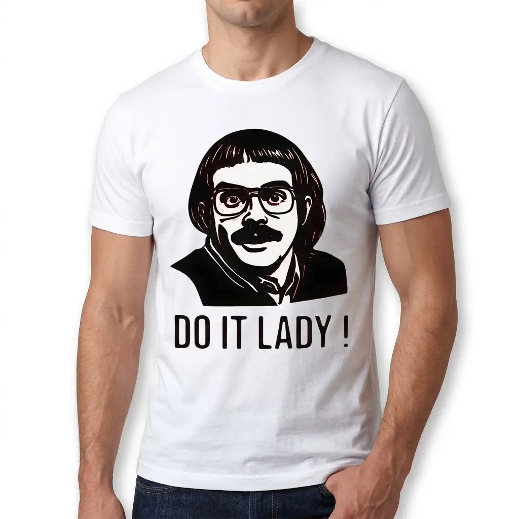 Do It Lady Funny Retro Caricature T-Shirt 5 White T-shirt featuring cartoon caricature and bold text.