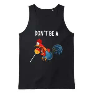 Don't Be A Sucker Rooster Pun T-Shirt 8 Flat lay of a casual tank top showcasing the humorous Don't Be A rooster lollipop visual pun design.