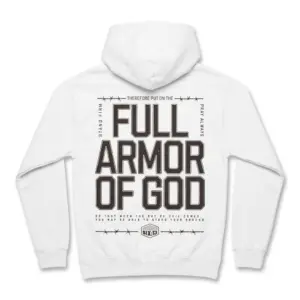 Full Armor of God Christian Graphic T-Shirt 7 Front view of Full Armor of God T-Shirt with subtle religious theme.